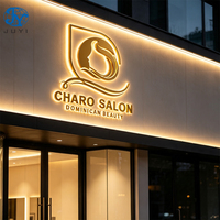 Enseigne LED rétroéclairée tendance pour salon de coiffure, lettres 3D en acrylique, logo personnalisé, signalétique métallique, panneau lumineux pour devanture de magasin de coiffure