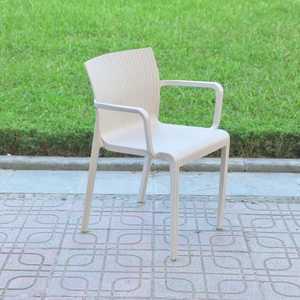 Solid Molded Wave Design Plastic <b>Chair</b> with Armrests, Available in Black, Brown, <b>Grey</b> Colors, Stackable Durable Seating - Product Image 2