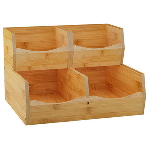 Wooden Partitioned Desktop Storage Rack L Size <b>Removable</b> For Vegetables Fruits Snacks Condiments - Product Image 5