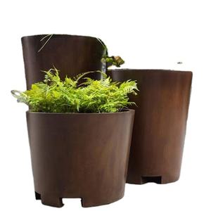 <span class=keywords><strong>Pot</strong></span> de fleurs décoratif antique en acier corten rouillé, design extérieur en métal - Product Image 3