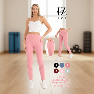 Leggings da yoga Hzl a vita alta, in spandex e nylon, elasticizzati in quattro direzioni, tinta unita, per donna, abbigliamento fitness. - Product Image 2