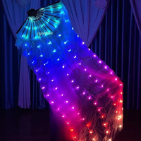 100% véritable soie LED ventilateur de danse 180cm fait à la main Fuchsia Oriental arabe égyptien danse du ventre Performance Costume fête nouveauté