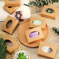 Cajas de Regalo Personalizadas con Logotipo Ovalado Multiusos, de Cartón Corrugado Reciclado, con Ventana, Laminado Mate, Grabado en Relieve, para Jabón