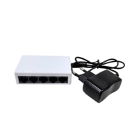 Cámara IP con IA, Switch Ethernet Rápido de 5 Puertos 10/100Mbps, Carcasa de Plástico, Plug and Play, de Escritorio, para Seguridad en el Hogar y CCTV