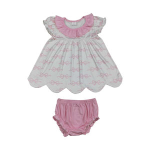 Nouvelle collection Printemps 2026 : Ensemble décontracté pour bébés filles, Tunique mignonne à motif lapin pour Pâques et short imprimé léopard en tissu peigné - Product Image 3
