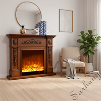 Cheminée électrique autoportante moderne à LED blanche antique avec insert en pierre, télécommande et chauffage pour intérieur