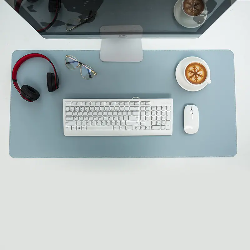 Grosir Kustom Diperpanjang Tahan Air Kulit PU Gaming Mouse Pad Mat Besar Kantor Menulis Komputer Meja Mat