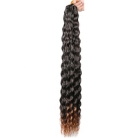 Cheveux à tresser ondulés de 30 pouces, cheveux à crocheter Deep Wave en vrac, tresses à crocheter Ocean Wave, extensions de cheveux bouclés Ombré Blond