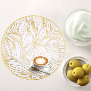 Venta al por mayor de manteles individuales baratos de PVC de piel sintética posavasos escurridores decorativos para mesa de cuencos bronceado - Product Image 1