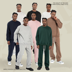 <span class=keywords><strong>Felpa</strong></span> con Collo Tondo Foderata in Pile 350g per <span class=keywords><strong>Uomo</strong></span>, Stile <span class=keywords><strong>Oversize</strong></span> Autunno Inverno, Top Maschile Ampio Personalizzabile - Product Image 2