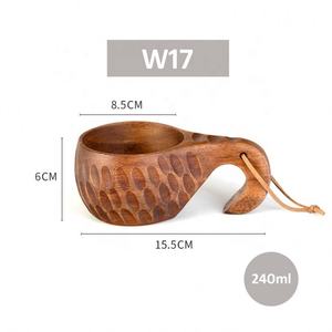 Tasse en bois de 8oz faite à la main Tasse à café en bois d'acacia Tasse à eau portable avec poignée et corde pour le camping et la décoration - Product Image 6