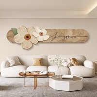 Lukisan Dinding Gaya Krim untuk Ruang Tamu, Hiasan Dinding Sofa Horizontal, Lukisan Bunga di Samping Tempat Tidur dengan Lampu Mural
