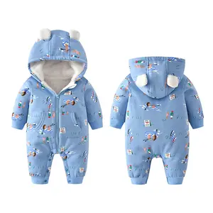 FuYu Nouveau produit Baby Toddler Fashion Warm Comfortable Print Hoodie Zipper Outdoor Rompers & Jumpsuits