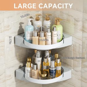 Caddy de douche d'angle en plastique rotatif sans perçage organisateur de salle de bain étagère de salle de bain rotative <span class=keywords><strong>moderne</strong></span> - Product Image 3
