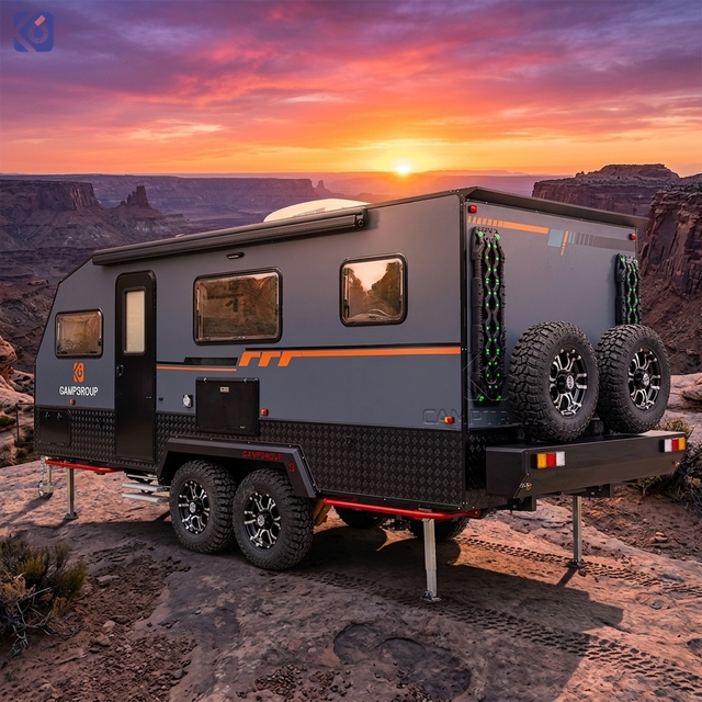 CAMPTRL Aluminum Fiberglass Travel Trailers Rv Camper 4 Person Family Caravan Motorhomes with Bathroom