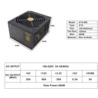 Alimentation PC Gaming 850W 85 Plus Gold, alimentation à découpage ATX pour boîtier d'ordinateur