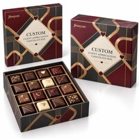Boîte cadeau chocolat Saint-Valentin personnalisée avec logo d'appréciation client, couvercle et base en papier couché imprimé CMYK