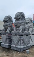 Statue de chien Feng Shui Fu Foo en pierre de granit vert chinois de grande taille pour l'extérieur, paire de Lions gardiens