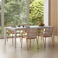 Ensemble de table et chaises en rotin avec structure en aluminium moderne pour l'extérieur, résistant à l'eau et au soleil, mobilier de loisirs tressé, combinaison pour jardin et balcon