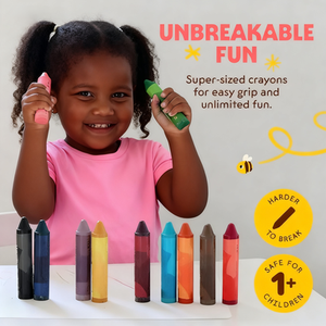 슈퍼 점보 크레용 (6팩) 100% 순수 밀랍 무독성 친환경 유아용 1-3세 초대형 손쉬운 그림 그리기 - Product Image 2