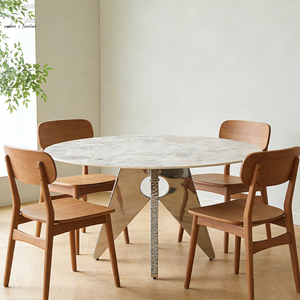 Wholesale <strong>Mid</strong> <strong>century</strong> Luxury Modern French Small 4 Seater Sintered Stone Top Round <strong>Dining</strong> <strong>Table</strong> Set 4 <strong>Chairs</strong> - Product Image 2