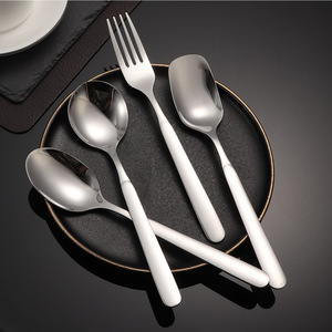 Cuillère à dessert en acier inoxydable 316, fourchette à long manche, fourchette à salade, cuillère domestique, cuillère à tête carrée, vaisselle d'hôtel - Product Image 3