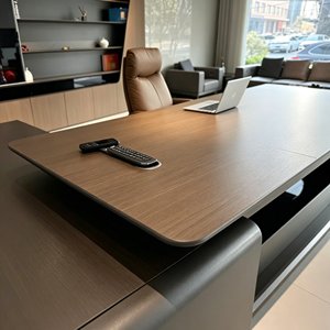 <span class=keywords><strong>Bureau</strong></span> de direction moderne haut de gamme en forme de L, en MDF, avec armoire de rangement, mobilier de <span class=keywords><strong>bureau</strong></span> intelligent pour directeur général - Product Image 6