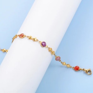 Bracelet en émail multicolore pour femme, chaîne de main en acier inoxydable, bijou de luxe mignon et romantique avec extension de 3 mm - Product Image 1