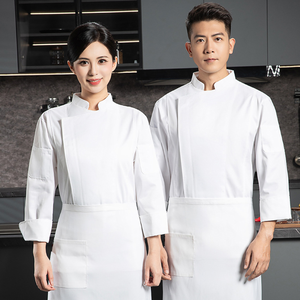 Veste <span class=keywords><strong>de</strong></span> chef en coton style fermeture éclair pour <span class=keywords><strong>homme</strong></span>, blouson <span class=keywords><strong>de</strong></span> cuisine en sergé brodé à manches longues, tenue <span class=keywords><strong>de</strong></span> pâtissier d'été - Product Image 4