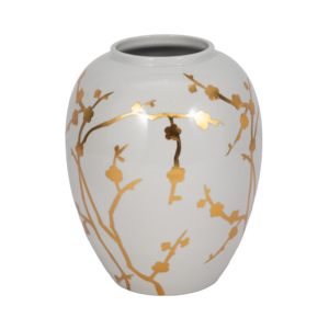 Vaso in ceramica con decorazione a fiori di prugna dorati, finitura lucida, per decorare la casa, soggiorno, camera da letto. - Product Image 3