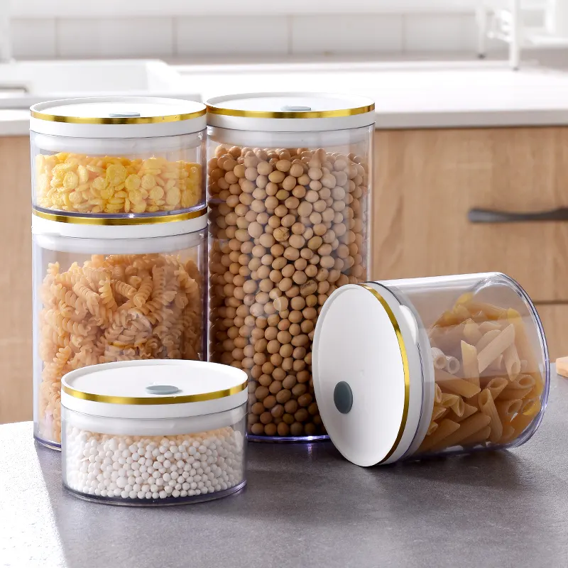 2024 New kitchen factory customized multifunctional and durable round transparent food plastic sealed jar storage jar with lid