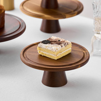 Support à gâteau avec dôme en verre, plateau à gâteau rond en bois d'acacia