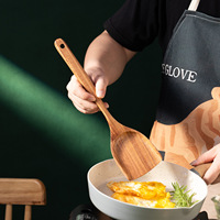 Ustensiles de cuisine en bois faits à la main, écologiques, 9 pièces, ustensiles de cuisine antiadhésifs, spatules et cuillères en bois de teck naturel pour la cuisson