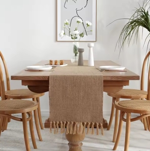 Chemin de <span class=keywords><strong>table</strong></span> en jute naturel avec glands Chemin de <span class=keywords><strong>table</strong></span> bohème de ferme rustique pour la décoration de <span class=keywords><strong>table</strong></span> à manger à la maison Décor de <span class=keywords><strong>mariage</strong></span> bohème - Product Image 5