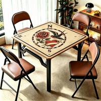 Tapis de Mahjong Personnalisé Imprimé Style Ancien Tatouage Rose & Swallow, Tapis de Jeu de Mahjong Carré 80cm, Housse de Table OEM ODM en Gros