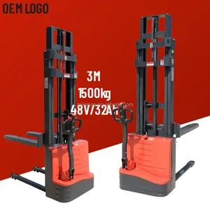 Hot sıcak satış palet istifleyici Forklift yük boşaltma kargo için 3000mm 1500kg elektrikli palet istifleyici