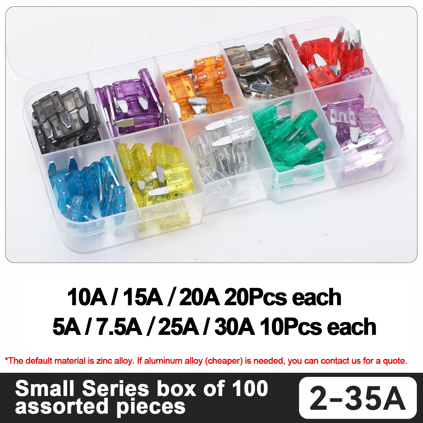 Boîte de petite taille de 100 pièces 2 ~ 35A