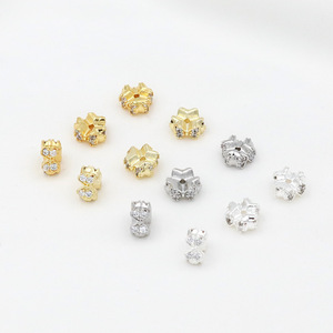 Cuentas espaciadoras de diamantes de imitación con diseño de lazo de copo de nieve, chapadas en oro de 18K sobre plata, accesorios y componentes para joyería DIY - Product Image 1
