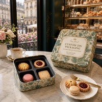 Boîte en étain carrée élégante avec design personnalisé, boîte cadeau haut de gamme pour les desserts de boulangerie, emballage cadeau pour les fêtes