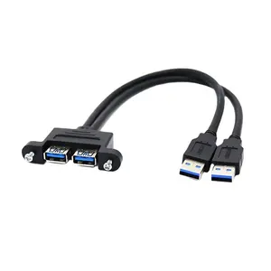 Dual USB 3.0 Male to Dual USB 3.0 Female header panel mount Motherboard Extension Cable with screw Hole