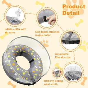 Anti lambendo colar ajustável do cone do cão para após a cirurgia <span class=keywords><strong>Pet</strong></span> Soft Recovery Dog Cone <span class=keywords><strong>Collar</strong></span> Inflável Dog <span class=keywords><strong>Collar</strong></span> - Product Image 3