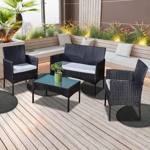 Juego de muebles de ratán para exteriores, mesa XL, COLOR negro, 4 unidades - Product Image 3