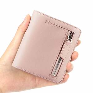 Portefeuille compact à deux volets pour femme, grande capacité, en cuir véritable, avec blocage RFID - Product Image 4