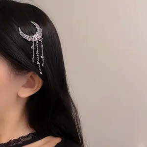 Pinzas para el pelo de lujo para mujer, horquillas con borlas de Luna, accesorios Coreanos