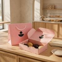 Ensemble de boîtes à pâtisserie roses personnalisées et de sacs en papier, carton alimentaire, emballage cadeau pour pâtisserie, impression de logo