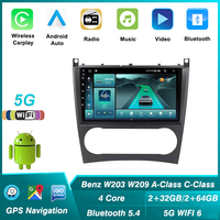 Reproductor de radio Android WIFI 5G para mercedes-benz W203 W209 W219 Clase A A160 Clase C C180 C200 CLK200 C230 G500 DVD estéreo Carplay