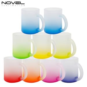 Wholesale High Quality 11oz Customized Neon Color Bottom Frosted <b>Glass</b> Cup Sublimation Blank <b>Glass</b> Mug - Product Image 6