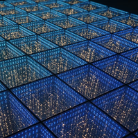 Plancher de danse LED effet ciel étoilé monochrome, effet abysse, miroir infini, dalles de sol étoilées pour scène de concert, mariage, événement