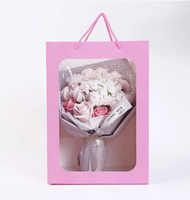 Emballage pour fleurs, papier couché transparent, sac cadeau pour bouquet avec poignée en corde de coton, biodégradable, design luxueux