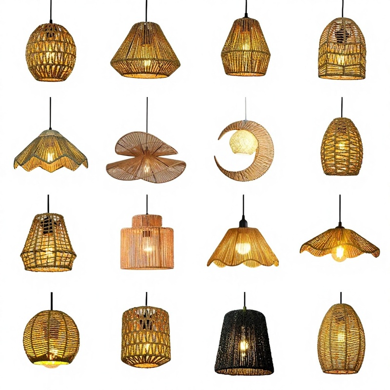 Handmade Paper Rattan Hanging Ceiling Lampshade